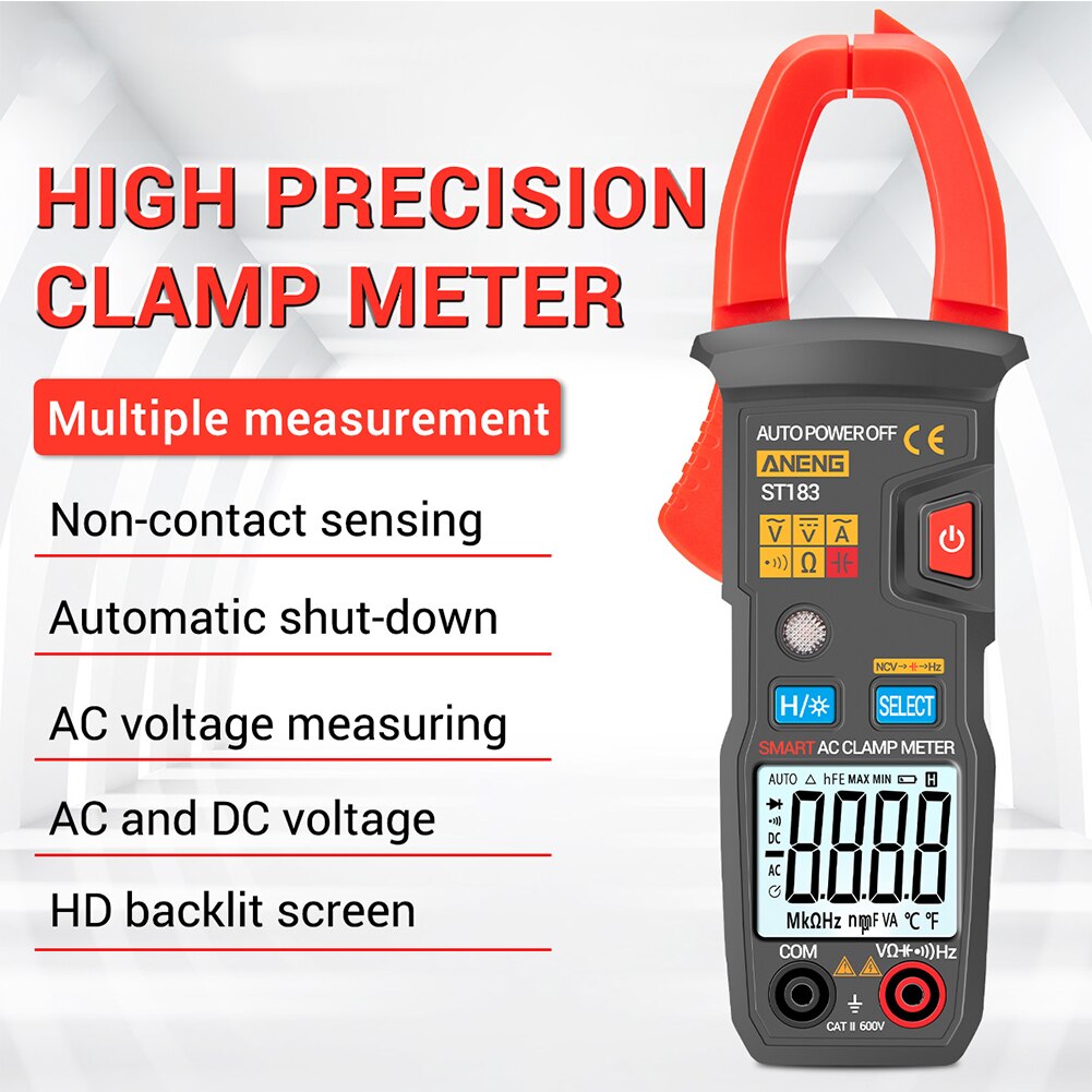 LCD Display AC DC Current 4000 Counts Multifunctional Backlight Capacitance Automatic Shutdown Home Voltage Digital Clamp Meter