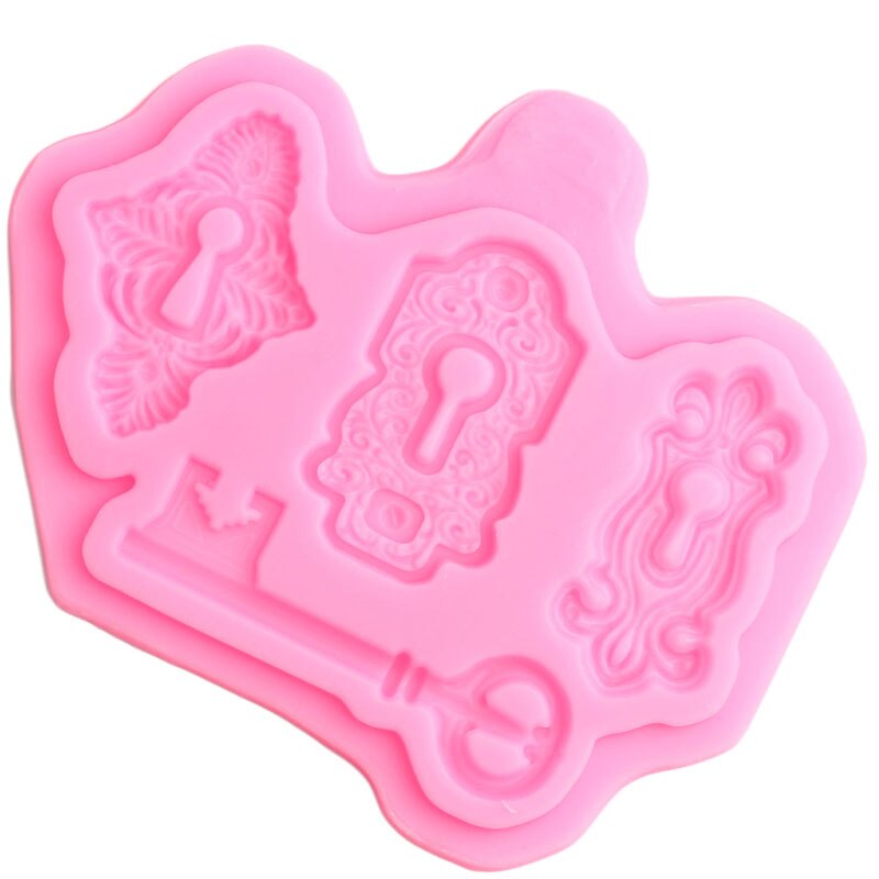 Antique Key Lock Plate Silicone Mold Steampunk Cupcake Topper Fondant Cake Decorating Tools Candy Clay Chocolate Gumpaste Moulds