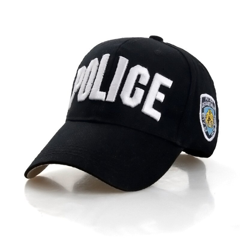 Police cap unisex hat baseball cap menn snapback hatter justerbare snapbacks for voksen 7 farger: Svart