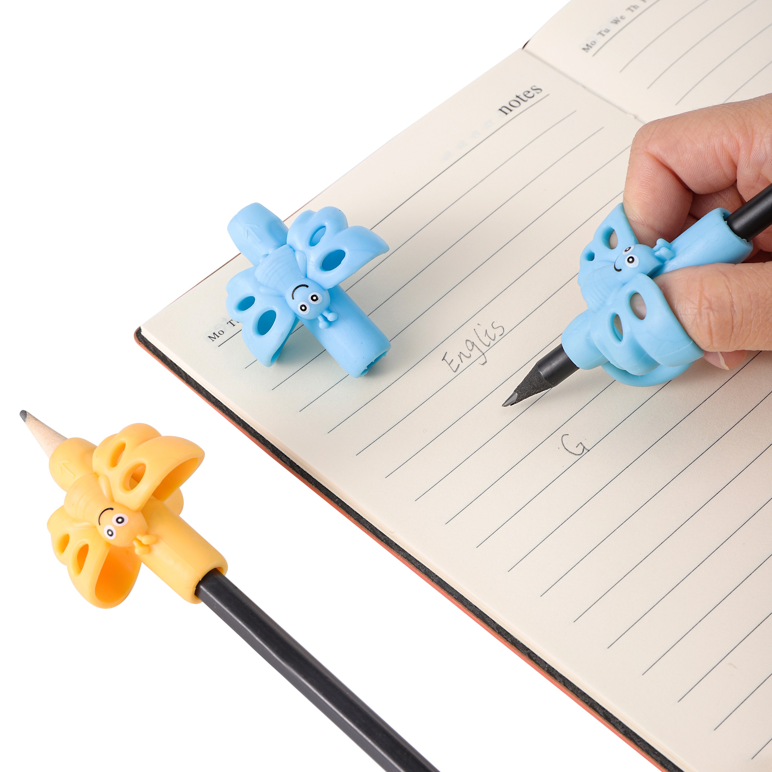 2 Stuks Kinderen Schrijven Pen Houder Pen Houding Corrector Blauw Geel Optioneel Pen Aid Houdingscorrectie Apparaat Voor Studenten