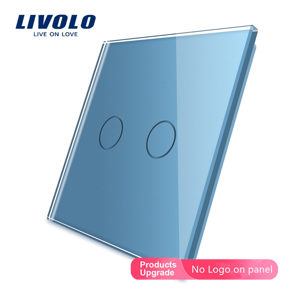 Livolo Luxe Kleurrijke Crystal Glas, EU standaard, alleen panel, enkel Glas Panel Voor 2Gang Wall Touch Schakelaar, C7-C2-17/8/9, geen logo