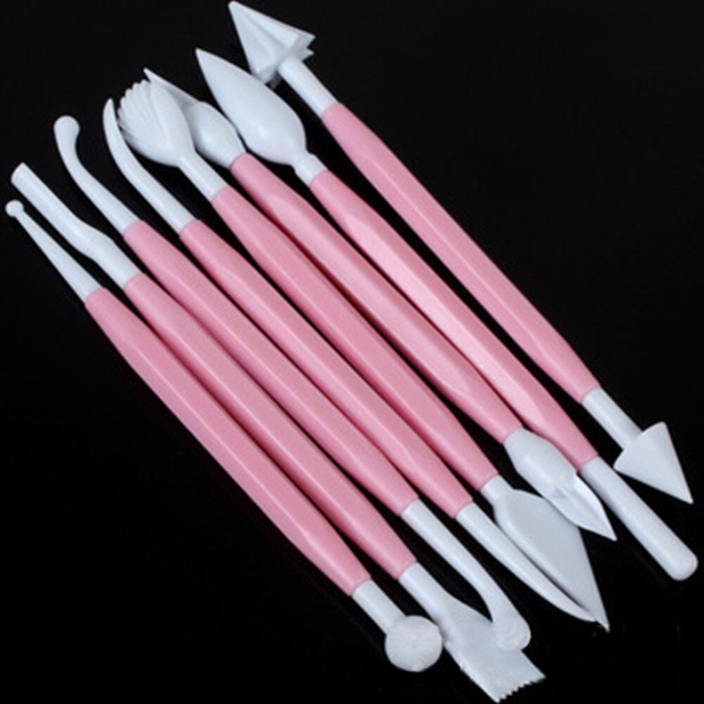 8 stuks Modelling Tool set Sugarcraft Fondant Icing Marsepein Cake Bloem DIY: Roze