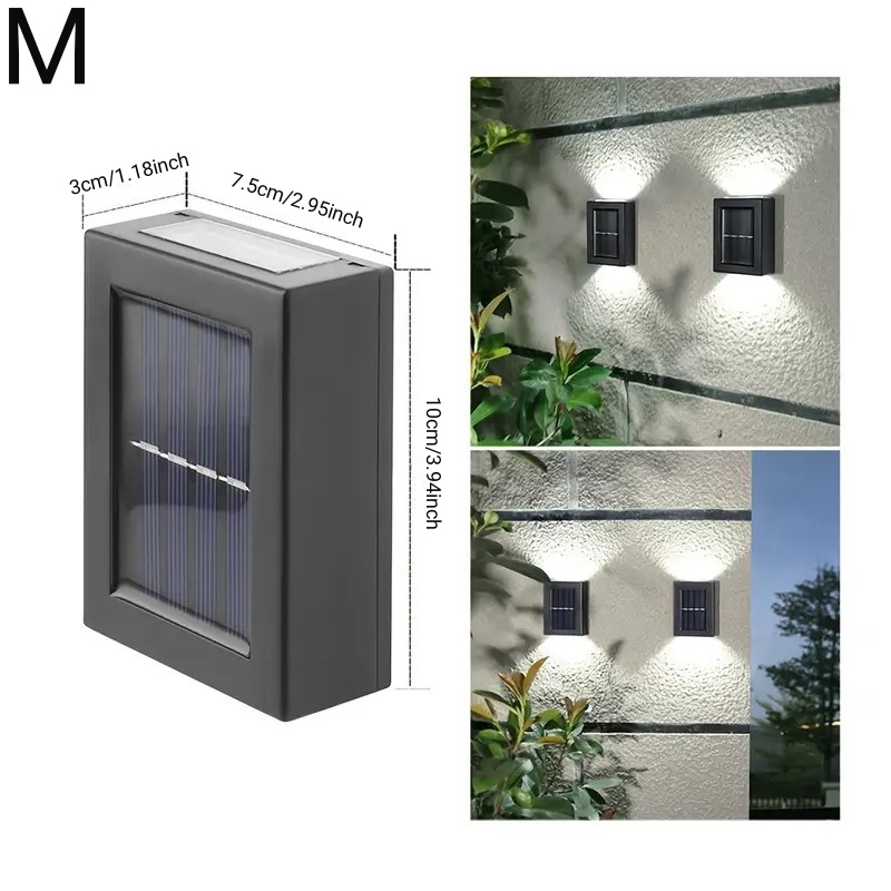 2 LED Solar Light Outdoor Waterproof Solar Wall Lamp Up and Down Lighting Garden Stairs Fence Decoration Sunlight Powered Lamp: Bosque Verde