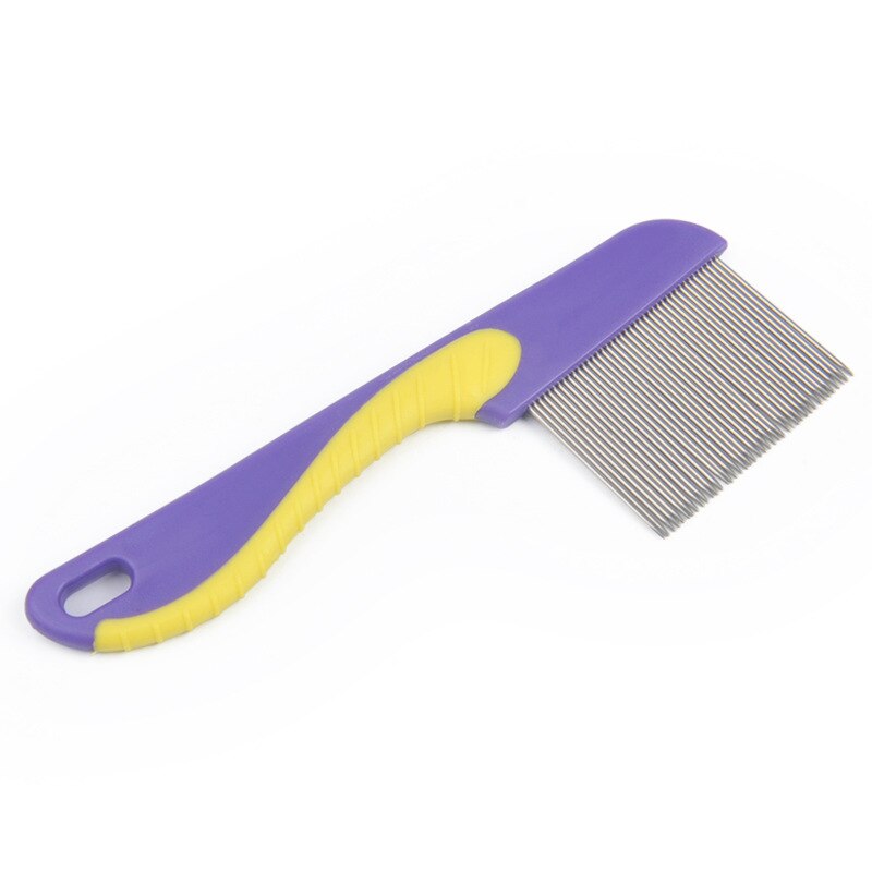 1Pcs Pet Dogs Cats Anti Lice Comb Stainless Steel Long And Short Needle For Deworming Eggs Knot Grooming Flea Combs Dog Supplies: Purple