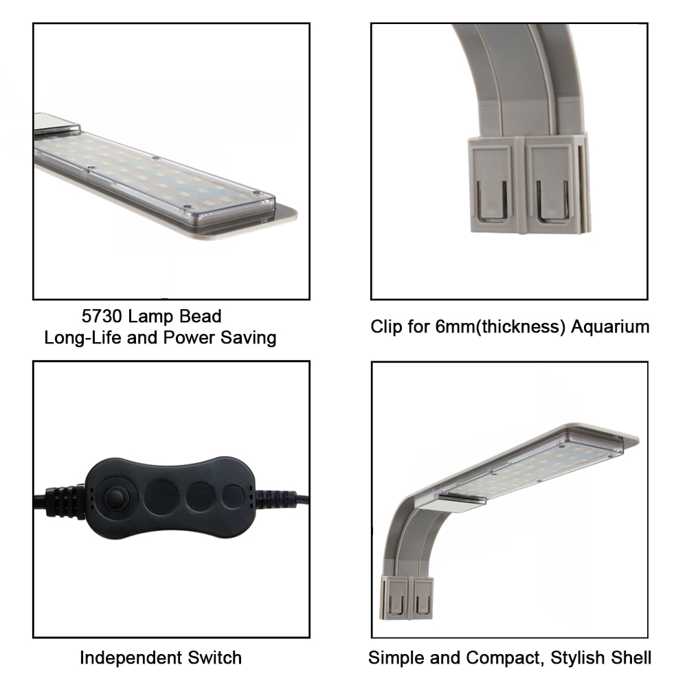 Senzeal Aquarium LED Beleuchtung Super Dünne X9 Clip-auf Aquarium Licht 15W 2000LM Hellsten Aquarium Lampe AU/EU/uns-stecker 110-240V