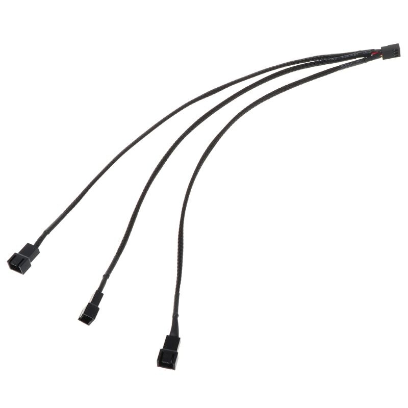 12V 12V 30CM 3Pin Fan PWM 1 to 3 Way Power Supply Extension Cable Y Splitter Port Multiplier PC Computer Cooling 22AWG Wire