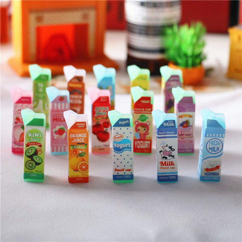 Cute 4Pcs Dollhouse Food 1:12 Scale Milk Carton Bottle Drink Cup Pretend Foods For 1/12 Miniature Doll House Kitchen Accessories