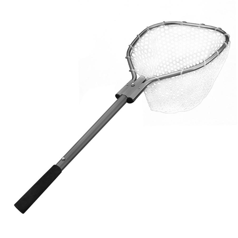 Folding Hand Net Fishing Net PVC Landing Net with Aluminum alloy Handle Extending Pole Fishing Nets