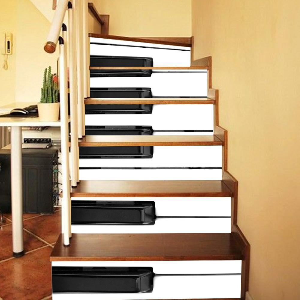 Autocollants pour escaliers, Simulation 3D, clés de Piano, autocollants pour monter les escaliers, décor de maison