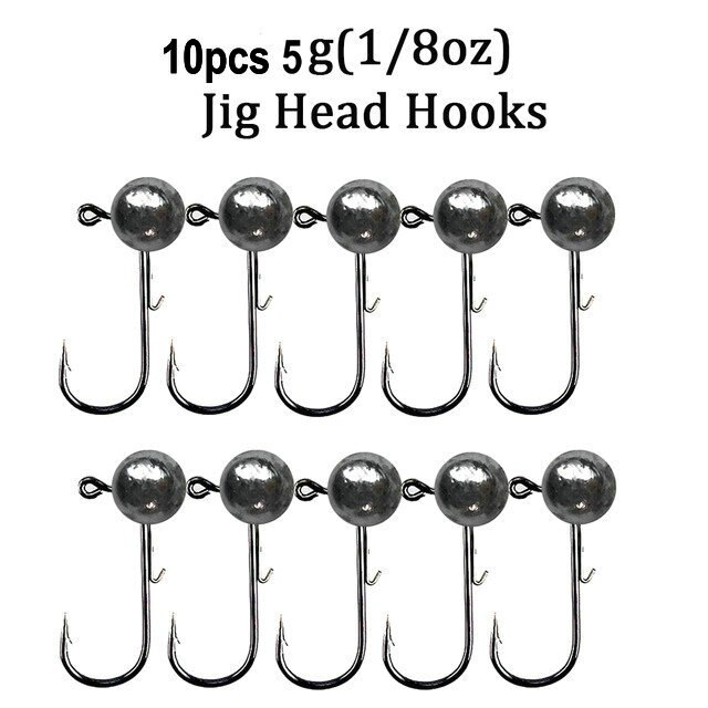 Hameçon de pêche à tête plombée pour ver mou, crochet de pêche à tête plombée, 2g 3g 5g 7g 10g 15g 20g, 5 pièces/10 pièces: 10pcs 5g fishhook