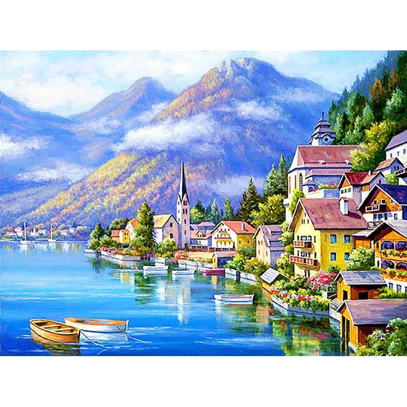 Diamond Painting House Around Sea Diamond embroidery 5d diy full diamond mosaic diamond paint daimond painting