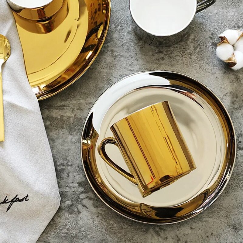 8 or 9.5 tommer sølv eller guld middagstallerken keramisk porcelæn kage tallerken snack tallerken dessert tallerken