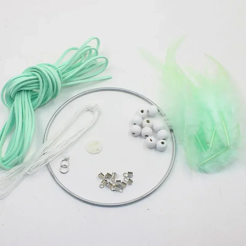 Kunst-DIY-Traumfänger-Set, Zubehör, blaue Dekoration, Wanddekoration, Heimdekoration, 4 Farben, lustig, modisch, gehäkelt, zum Aufhängen: Licht Gelb