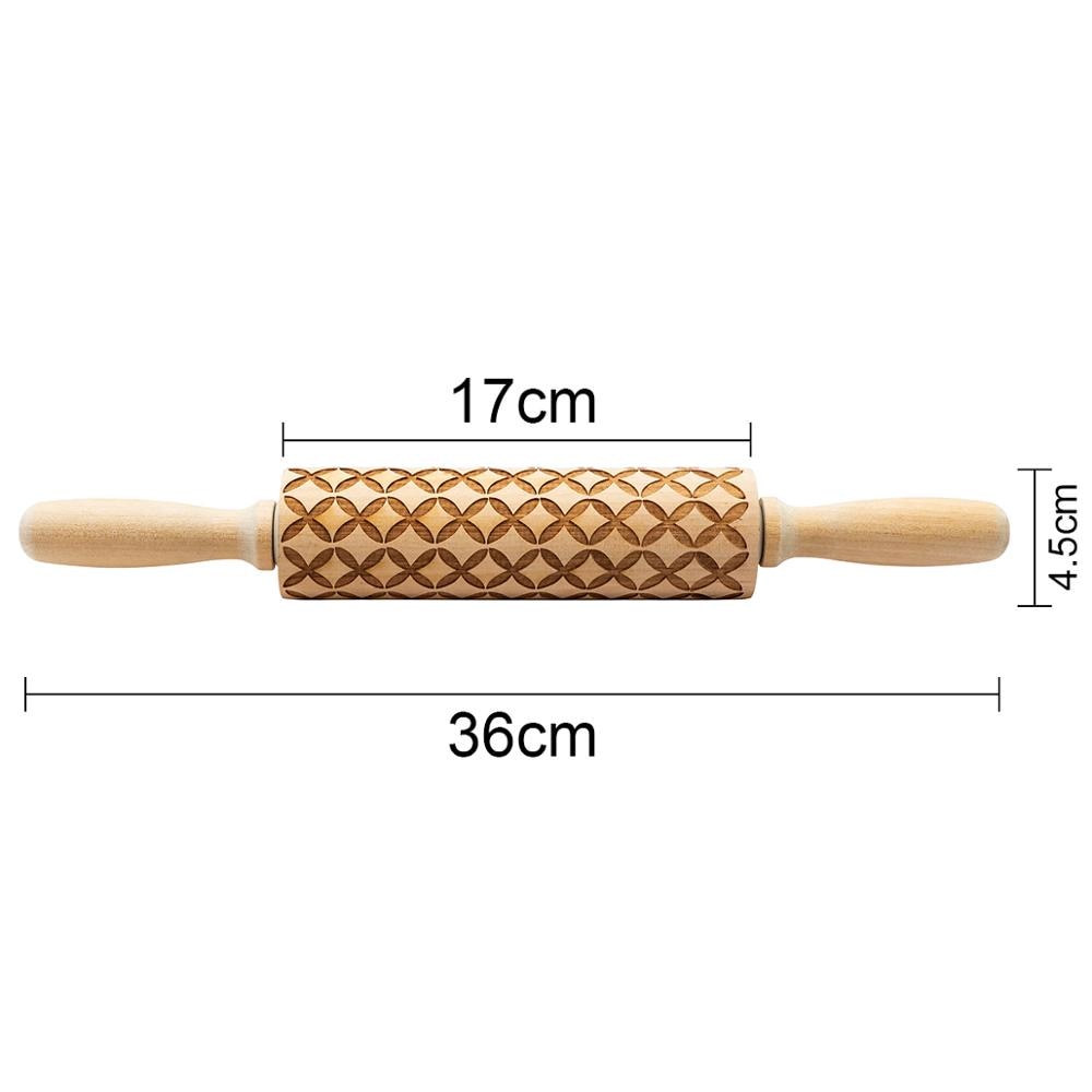 Valentine's Day DIY Christmas Embossing Rolling Pin Various pattern Baking Cookies Biscuit Fondant Cake Dough Engraved Roller: J