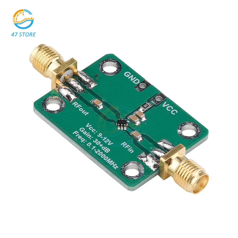 Amplificador de banda ancha de Radio, 0,1-2000MHz, 32dB, 9-12V, bajo nivel de ruido, LNA, instrumento eléctrico