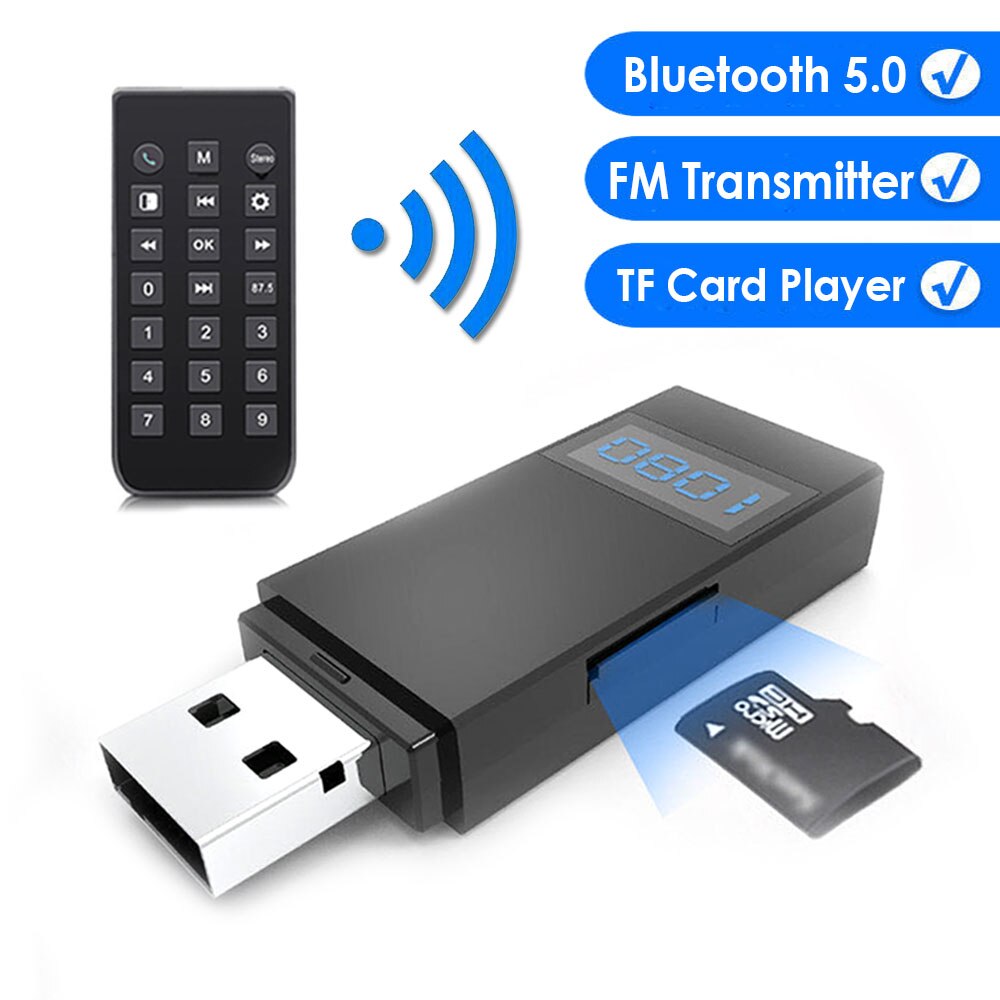 Bluetooth FM-zender Handsfree AIV FMT-719 BT-RDS FM Zender - Met Handsfree En Afstandsbediening, Voor In De Auto Handsfree Kit Auto
