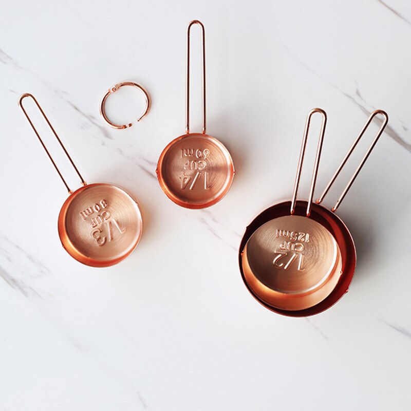 Ensemble de cuillères à mesurer en acier inoxydable, 8 pièces, tasses à mesurer en or Rose, accessoires de cuisine, cuisson du thé, cuillère à café, outils de mesure
