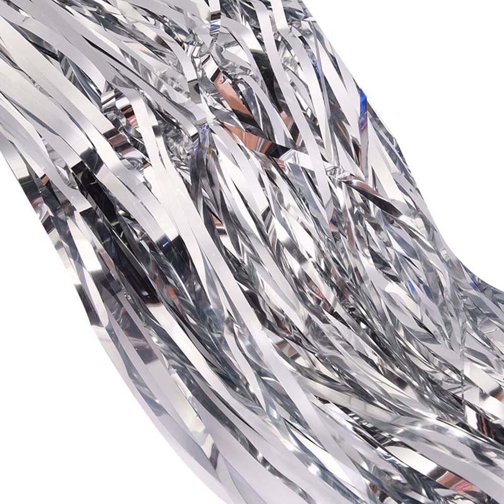 1 Pcs Door Curtain Decoration Fringe Tinsel for Birthday Party Wedding Background Backdrop FPing: Silver / S