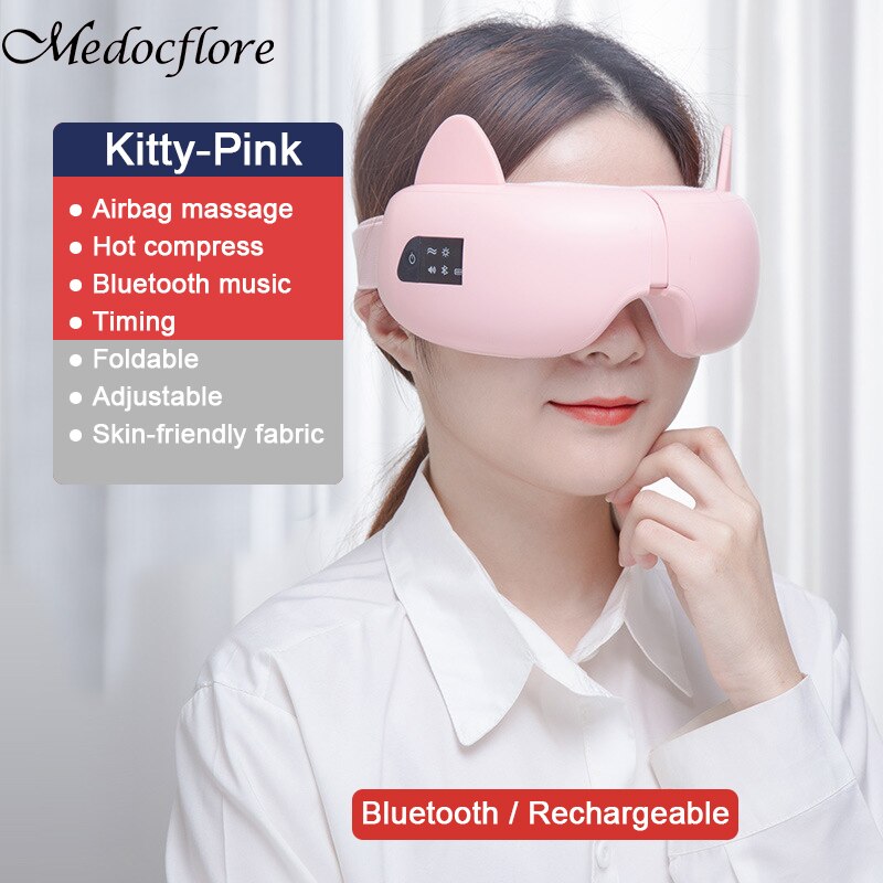 Draagbare Elektrische Vibrator Bluetooth Eye Patch Shiatsu Massage Warm Eye Comprimeren Oogmasker Machine Gezondheidszorg
