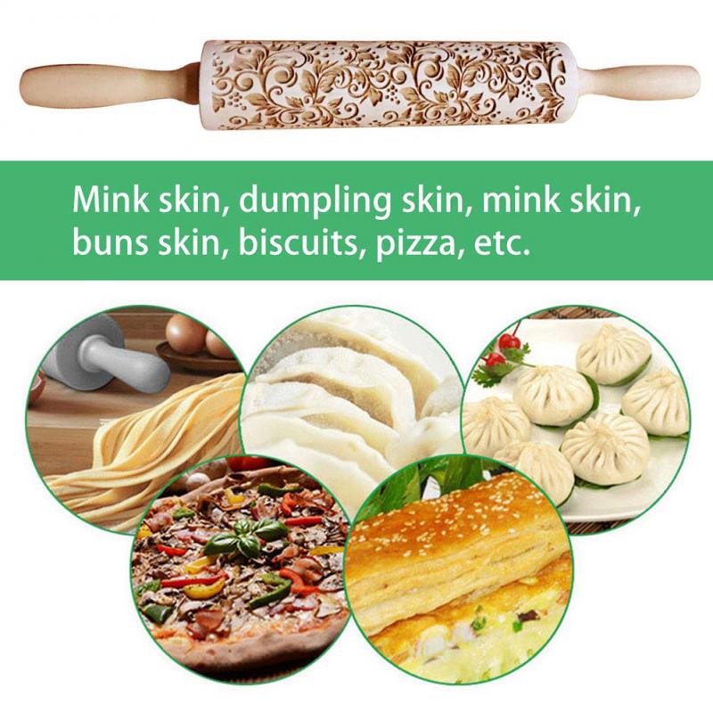 Kerst Embossing Rolling Pin Koekjes Bakken Noodle Biscuit Fondant Taart Deeg Gegraveerde Roller Rendier Sneeuwvlok Bakvormen