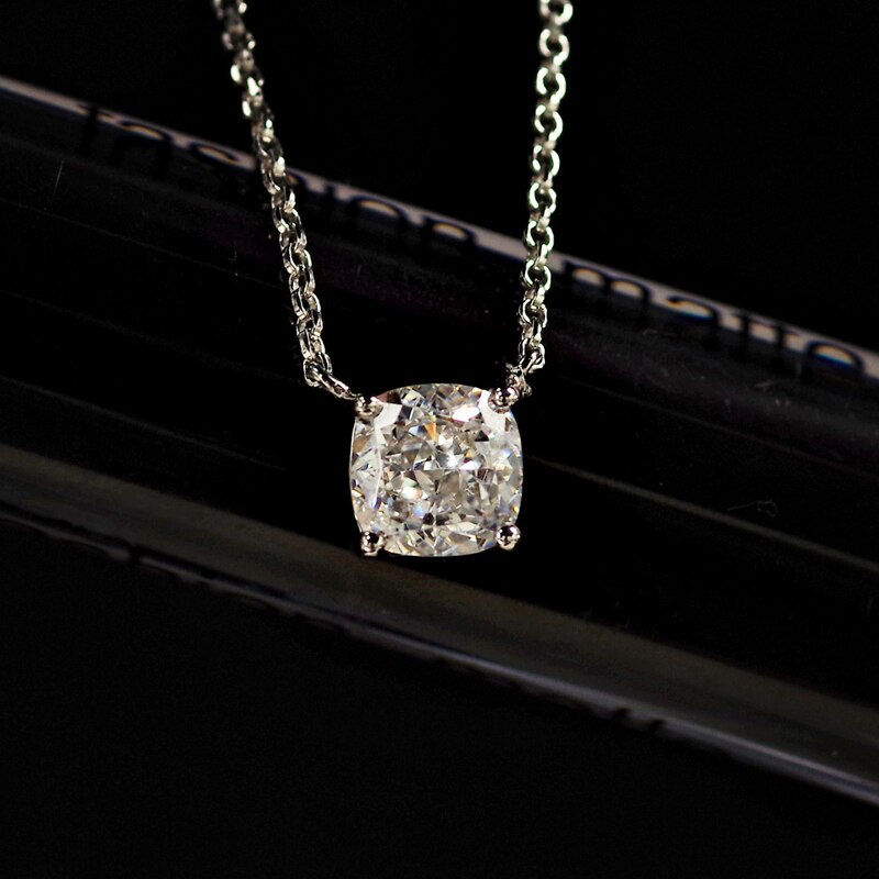 Oevas 7*7Mm Hoge Carbon Diamant Fonkelende Zirkoon 100% 925 Sterling Zilveren Hanger Ketting Voor Vrouwen Bruiloft fijne Sieraden