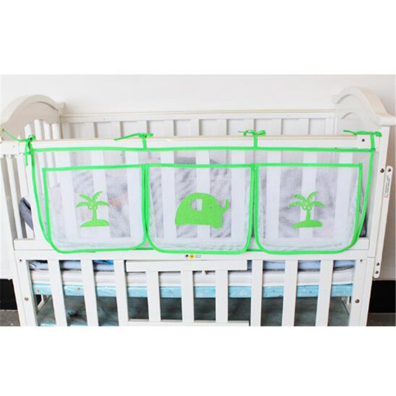 Crib Storage Bag Three Grid Cartoon Daily Necessities Storage Bags Bedside Hanging Bags Large Capacity Bags