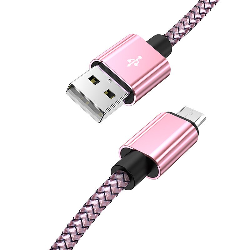 Micro Usb Kabel Data Transfer Nylon 3A Fast Charging Oplader Draad Voor Samsung S6 S7 J5 J7 Xiaomi Android Micro usb Telefoon Kabel: Rose Gold