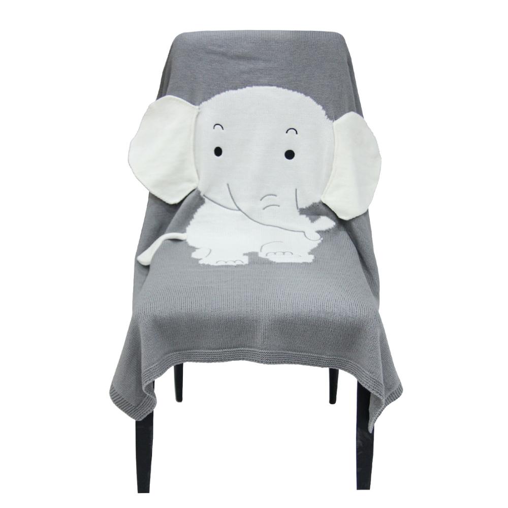 Bebé manta Bebe elefante manta estéreo de toalla primavera otoño tejer Soogan suéter colcha alfombra de playa de algodón bebé Manta