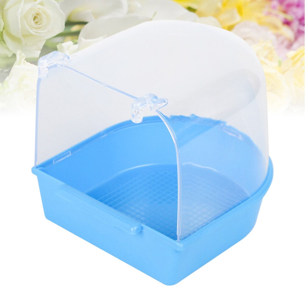 1pc Caged Bird Bath Multi Cage Bird Bath Covered for Small Brids Canary Budgies Parrot (Light Blue)