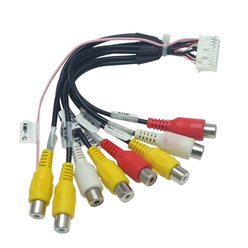 Cable adaptador RCA para radio estéreo de coche, subwoofer auxiliar, cable adaptador de micrófono, pantalla grande Android, antena de entrada de vídeo dedicada: 8Pin RCA