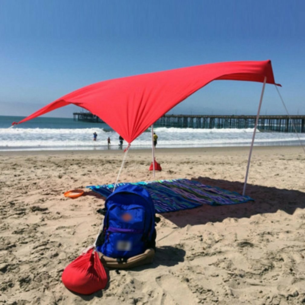 Tragbares sonnenschutzzelt mit sandsack, uv-beständigem lycra, großem familien-sonnensegel für outdoor-aktivitäten wie angeln, camping und strand – sonnenschutz-set