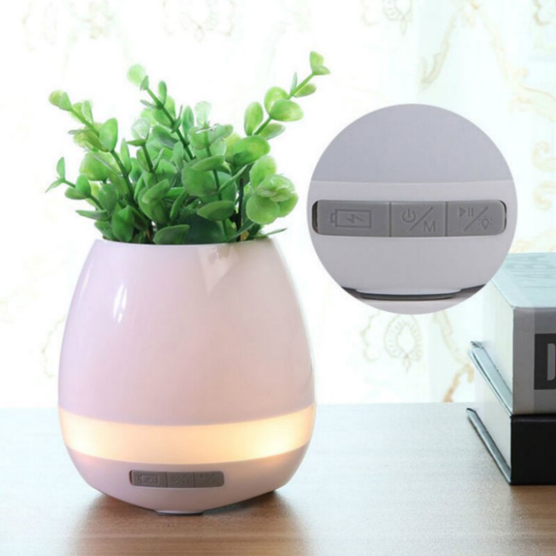 Bluetooth Speakers Music Flowerpot Smart Plant Pots Plastic Pot Finger Touch LED Night Light Home Desk Decorative Pots