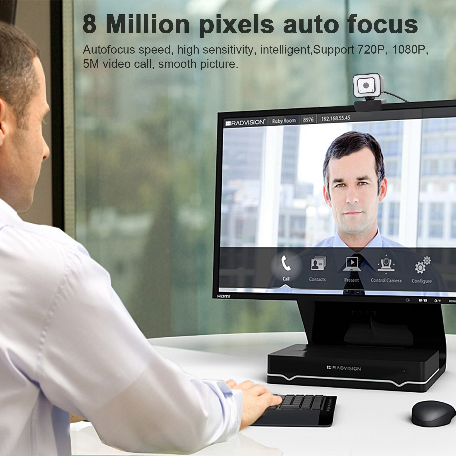 Computer Webcam Hd 8K 1080P Autofocus Web Webcam Met Licht Invullen, met Microfoon Voor Live-uitzending Video Bellen Conferentie