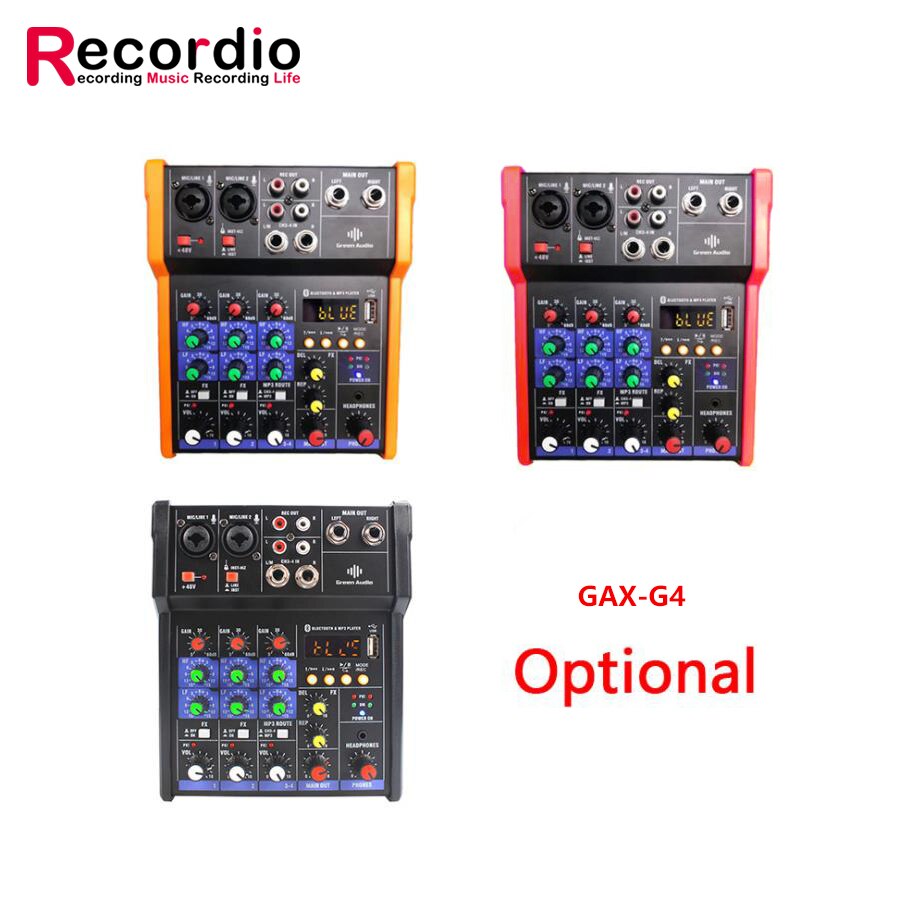 GAX-G4 Portable bluetooth G4 Mixage Console de Mixage Audio Record 48V Alimentation fantôme Effets 4 Canaux Audio Mélangeur avec USB: GAX-G4