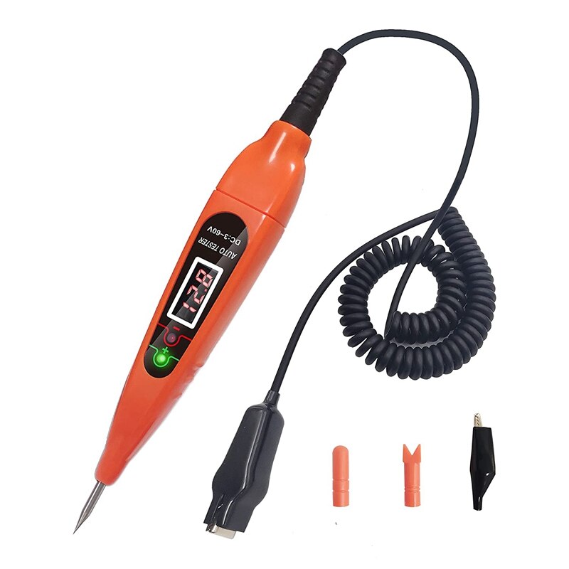 Automotive Test Light Digital LED Circuit Tester 3-60V DC Auto Electric Tester Light Tool With Voltmeter And Probe: Default Title