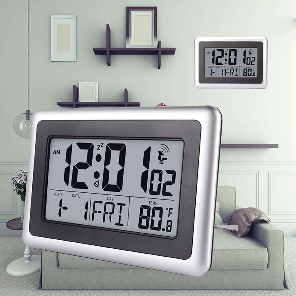 LCD Digital Wall Clock Alarm Desk Temperature Home Large Display Indoor Outdoor desk Clock