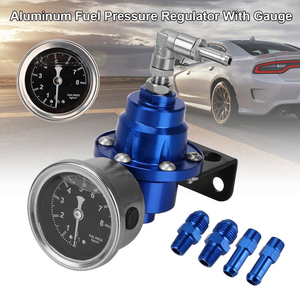 Adjustable Fuel Pressure Regulator Car Accessories Vehicle Refitting fuel Supercharger Aluminum Universal with Gauge Kit