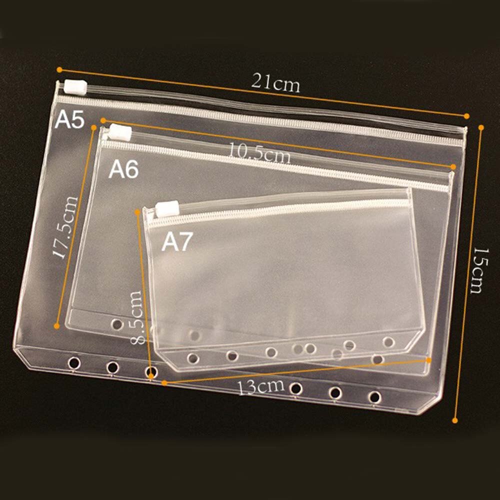 2pcs/lot A5/A6 Size Plastic Zip Lock Envelope Zipper Wallet Insert Refill Organiser