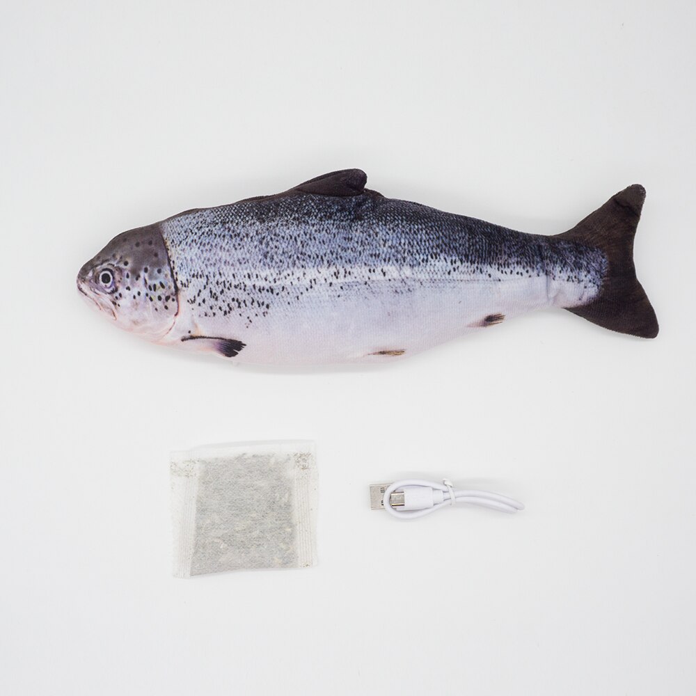 Jouets électroniques pour chats, poisson à l'herbe à chat, contrôle tactile, amusants, rechargeables, anti-stress, pour chats, chatons, chiens, produits pour animaux de compagnie: Saumon