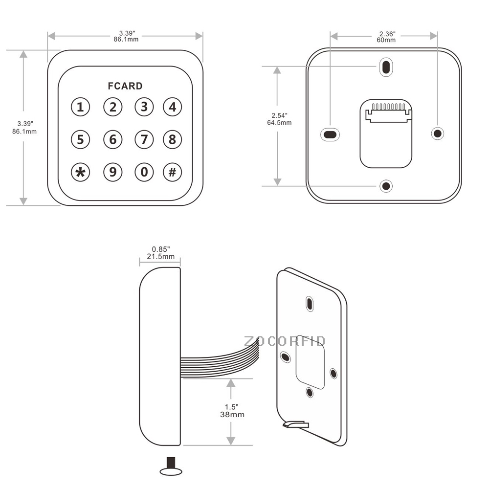FC392 touch keypad Metal Case Keypad For 125KHZ EM RFID Proximity Card Standalone Access Control&amp; remote control Out&amp;In door