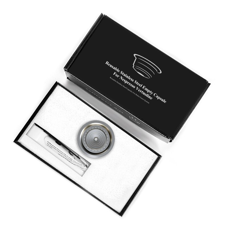 Påfyllbar kapsel nespresso vertuo pluss kapselpute rustfritt stål gjenbrukbar vertuoline kaffefilter nespresso liten kopp 70ml: 1 kapsel