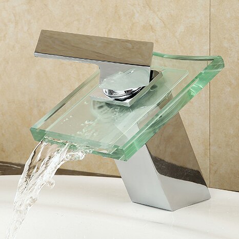 Hedendaagse Enkel handvat vierkante glas waterval Waterafvoer sink badrandcombinaties wastafel kraan A1007