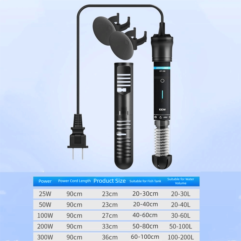 Kwartsglas Aquarium Dompelpomp Verwarming Automatische Uitschakeling 25W-300W Aquarium Verwarming 22-34 ° C Instelbare temperatuurregeling