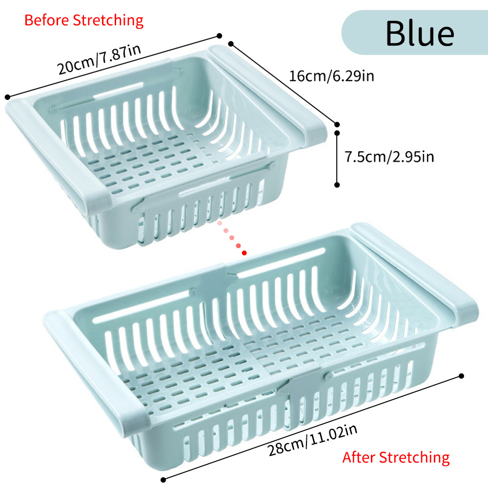 Fridge Organizer Storage Box Refrigerator Drawer Plastic Storage Container Shelf Fruit Egg Food Storage Box Kitchen Accessories#: 1PC Blue