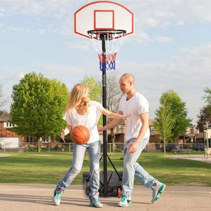 Adjustable Kids Basketball Hoop Stand - Indoor Outdoor Shooting Rack - Steel Pipe, PP Backboard, PE Base - 10KG