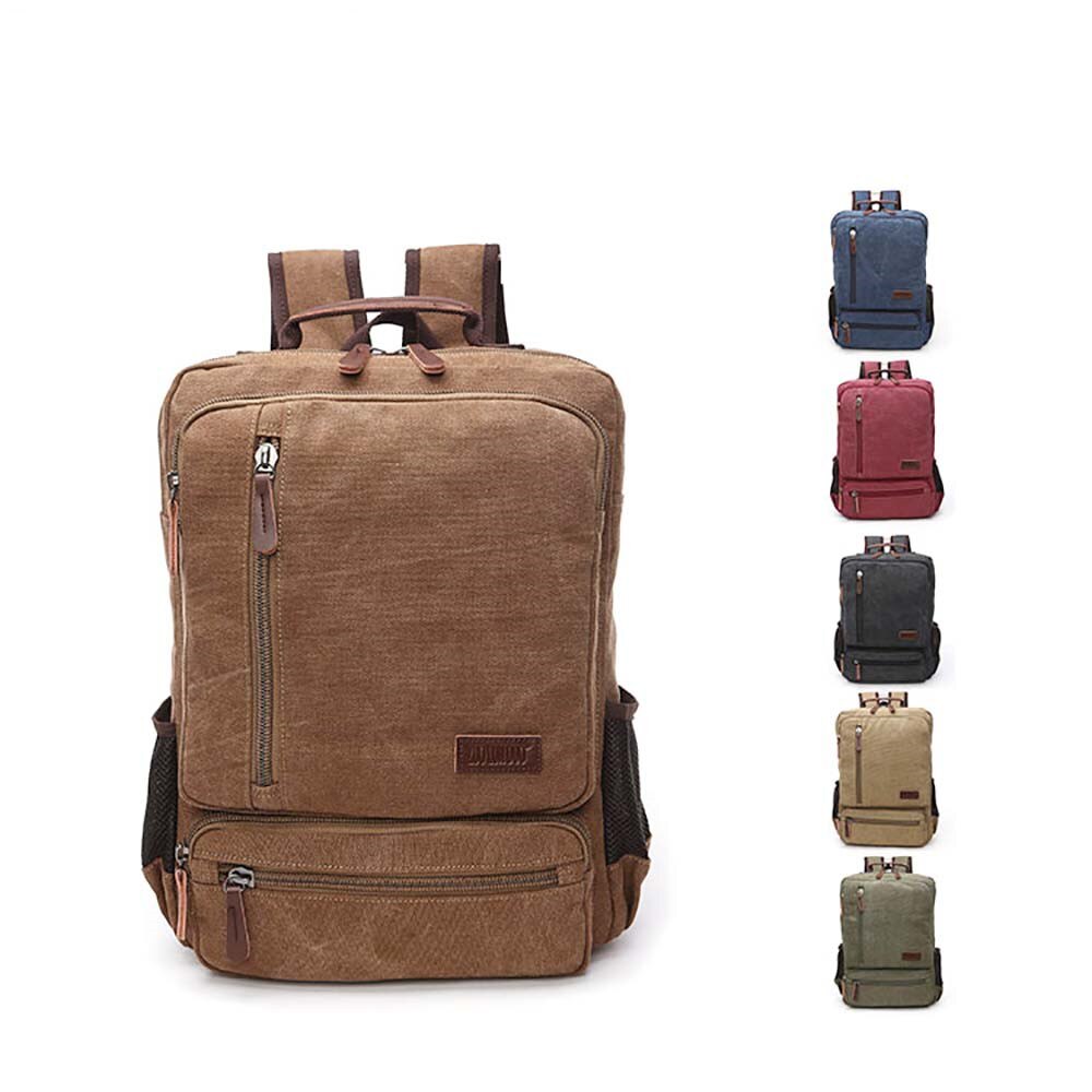 large-capacity college style student zipper schoolbag male retro backpack travel computer bag anti theft backpack