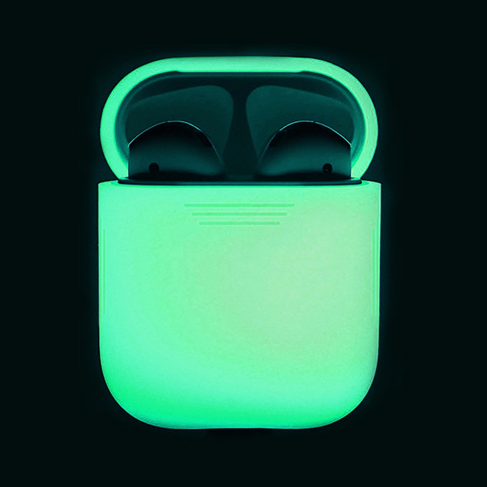 Besegad Siliconen Protector Draagtas Cover Skin Sleeve Pouch Box Glow in The Dark voor Apple Airpods 1 2 Draadloze accessoires