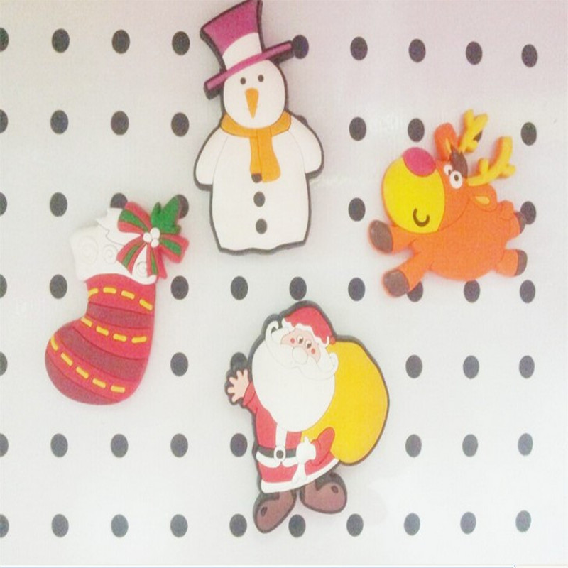 5Pcs/set Lovely Christmas Refrigerator PVC Magnetic Cartoon Snowman Reindeer Fridge Magnets Santa Claus Tree Fridge Magnet