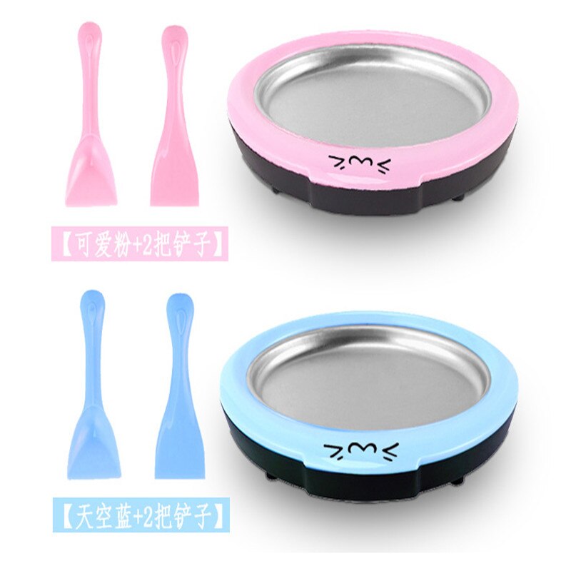 Rolled Ice Cream Maker - Instant Ice Cream Maker Pan with 2 Spatulas, Round Sweet Spot Ice Cream Maker for Kids Blue