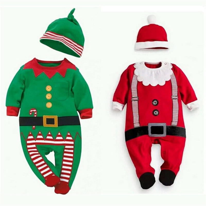 Pasgeboren Kerst Xmas Kleding Voor kids Kerst Romper Hoed Kostuum Outfit Peuter Cartoon Kleding Sets Baby Kleding Sets